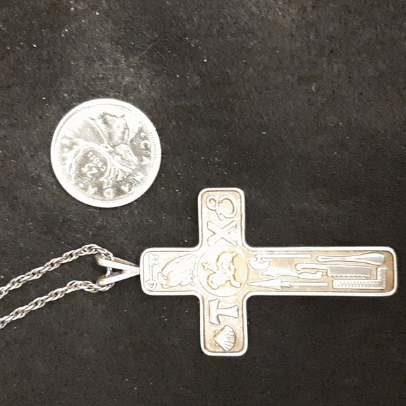 Vintage Gorham sterling silver TACU CHI cross on chain. - Picture 4 of 4